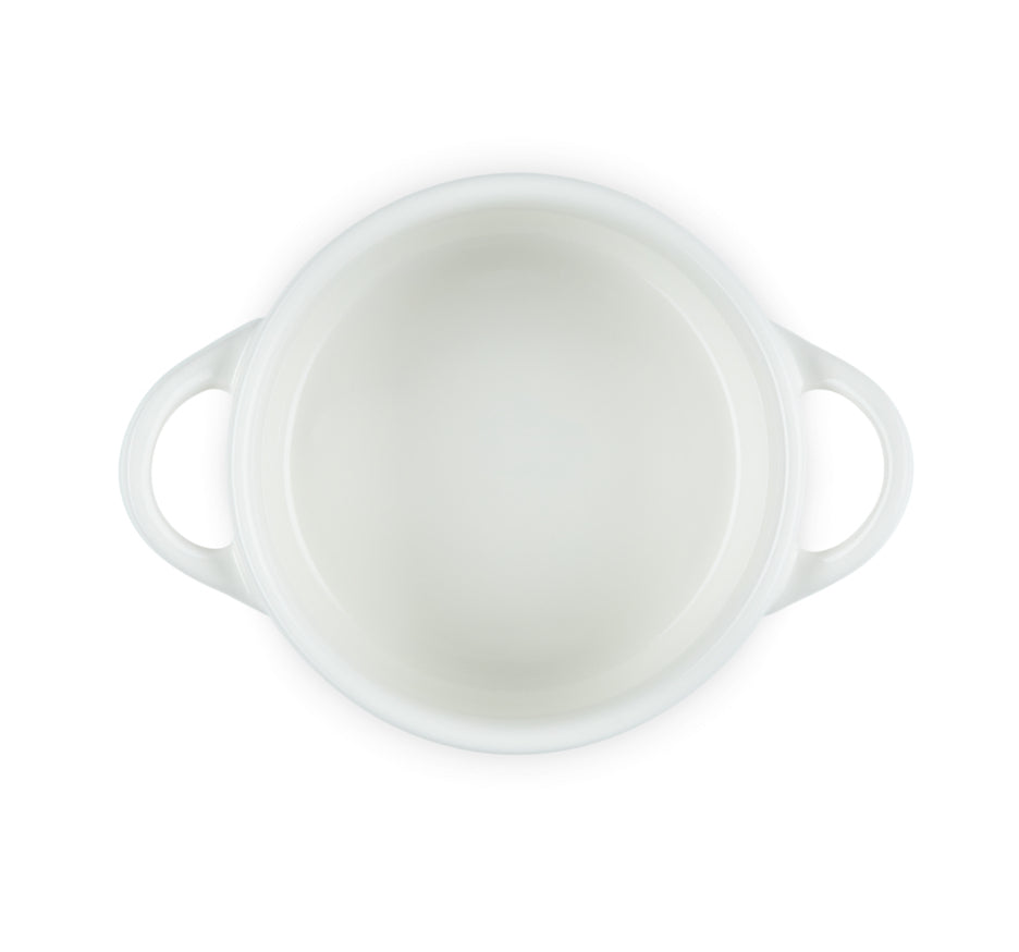 Le Creuset Mini-Kasserolle Petite Kasserolle – 250 ml, 13,8 × 4,4 × 8,1 cm, Steingut/Emaille, Weiss, mit Deckel