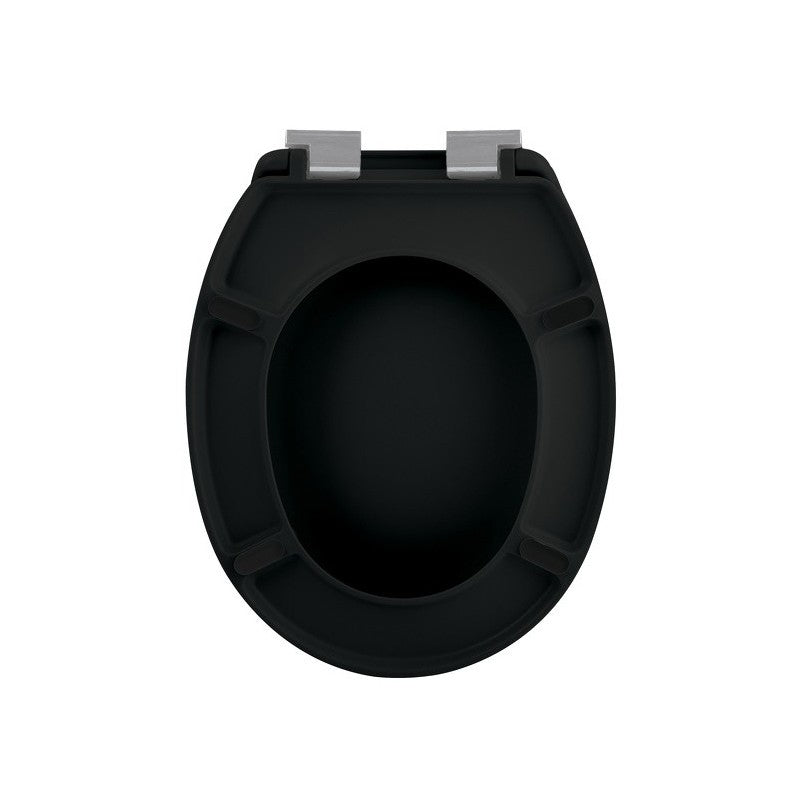 Spirella Neela – Toilettensitz – ABS, Duroplast, schwarz matt, mit Deckel, Soft-Close-System, 37,3 × 45,5 cm