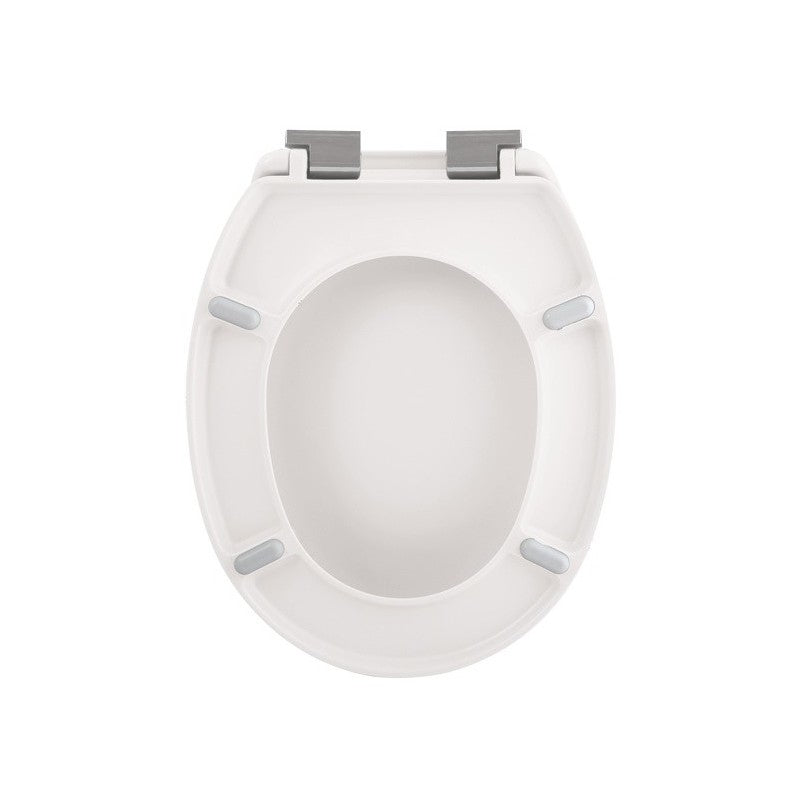 Spirella Toilettensitz – ABS, Duroplast, weiss matt, verlängert, mit Deckel, Soft-Close, 37,1 × 45,5 cm