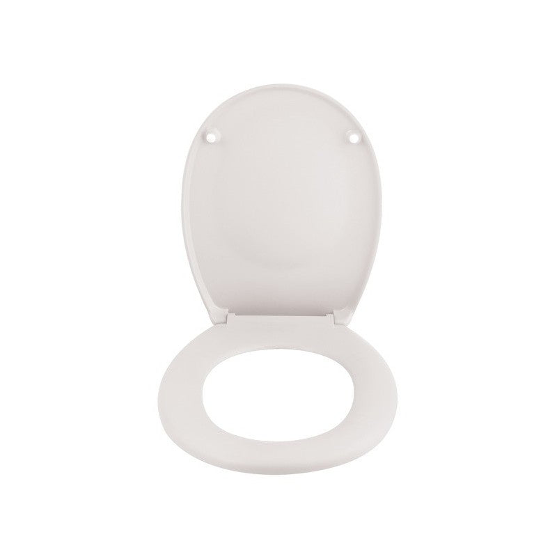 Spirella Toilettensitz – ABS, Duroplast, weiss matt, verlängert, mit Deckel, Soft-Close, 37,1 × 45,5 cm