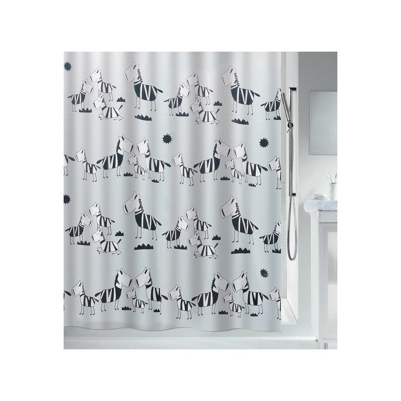 Spirella Duschvorhang – 180×200 cm, Polyester, Muster, Schwarz/Grau