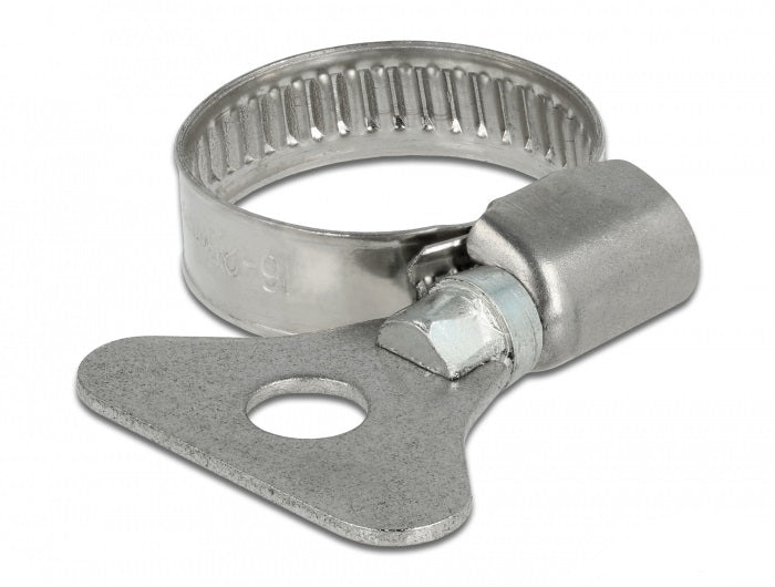 DeLOCK Schlauchschelle mit Flügelmutter – Ø 16–25 mm, Breite 9 mm, Edelstahl, 10 Stk.