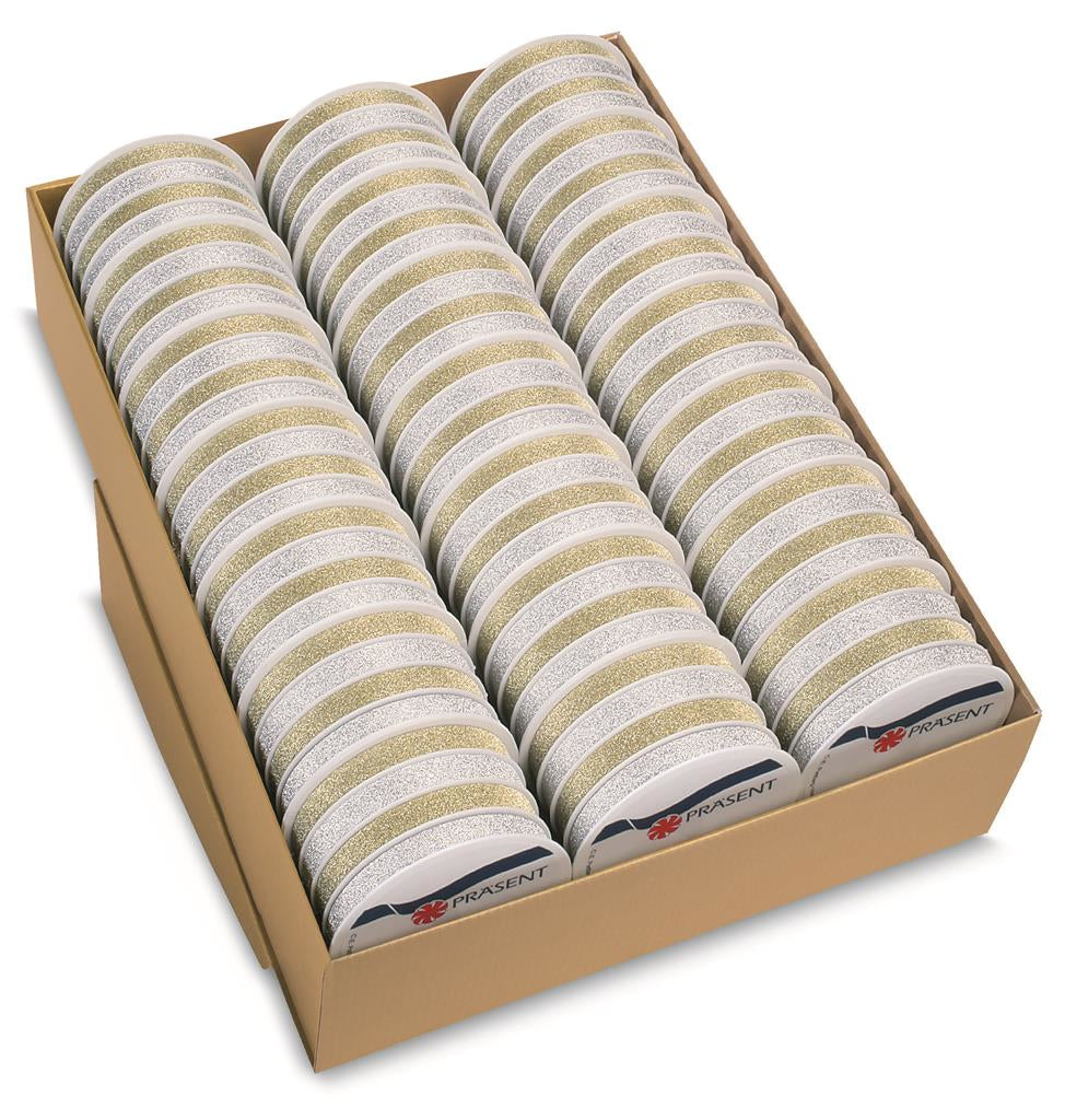 Pattberg Geschenkband, Polyester, Glanz, Gold, Silber, 10 mm × 16 m