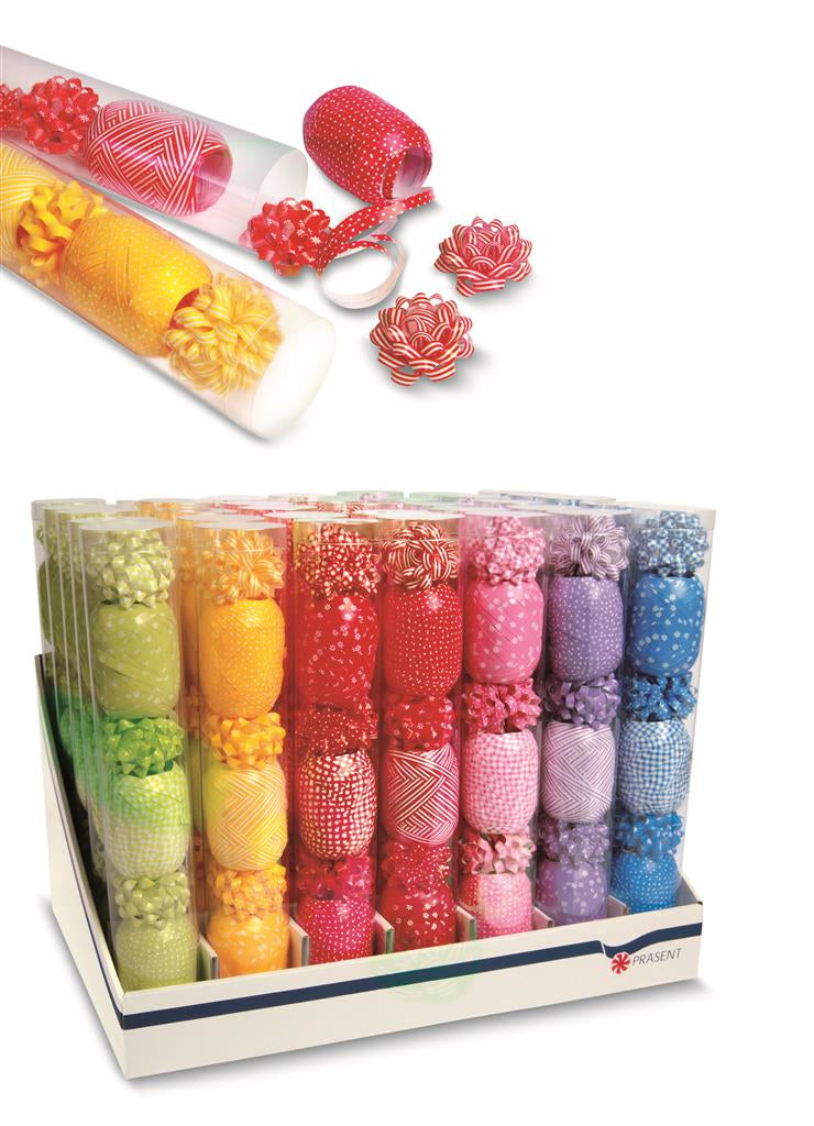 Pattberg Geschenkband Muster PP, glänzend, gelb – 5 mm × 20 m