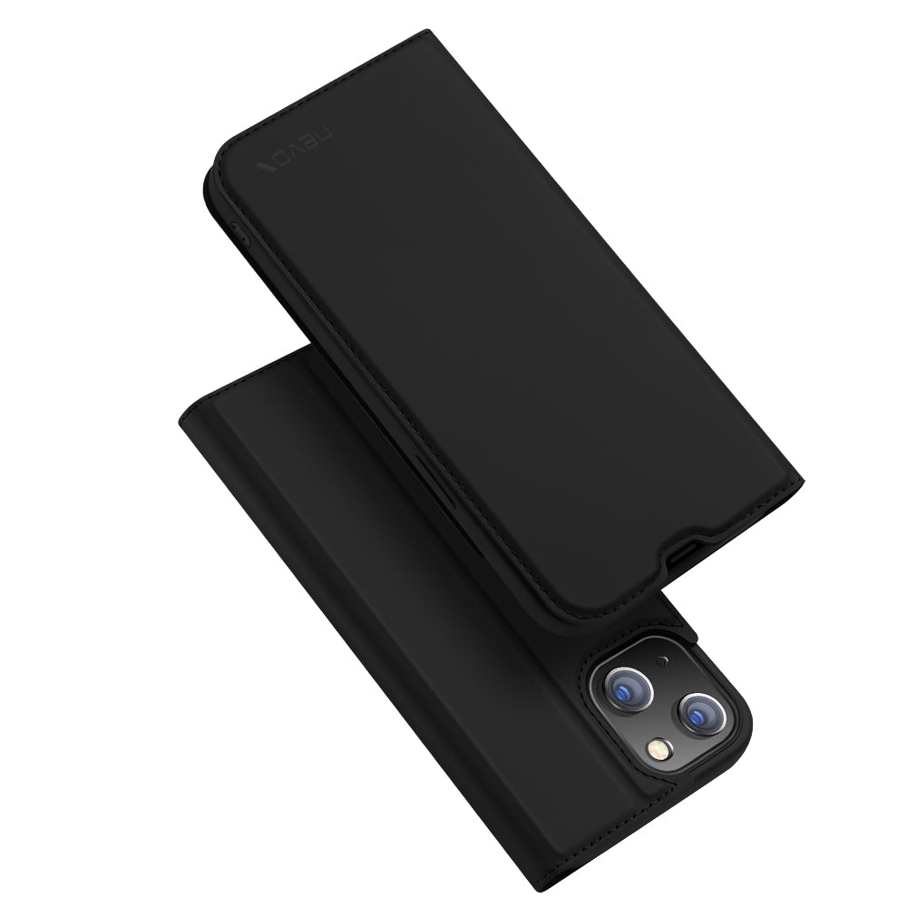 nevox Wallethülle – für Apple iPhone 15 Plus, mit Ständer, 1 Kartenfach, PU+TPU, Schwarz