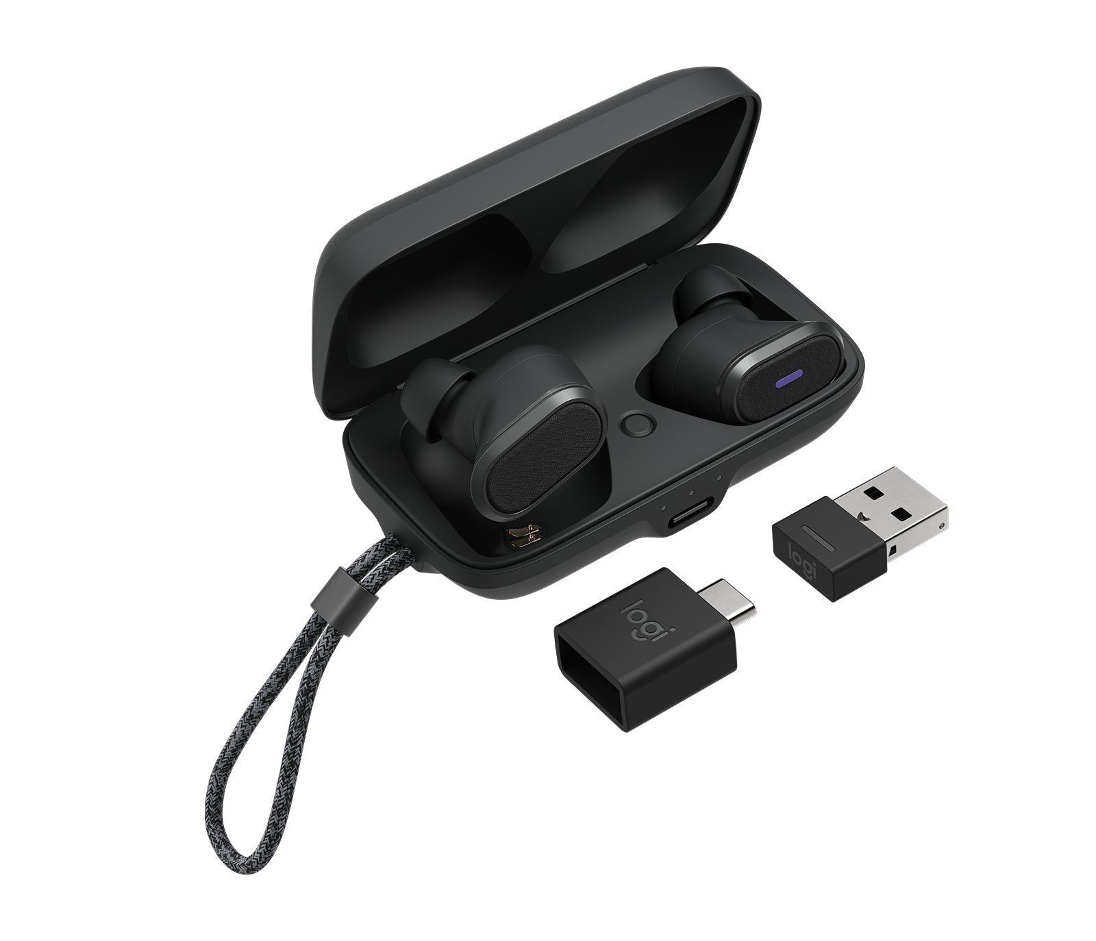 Logitech Zone True Wireless TWS In-Ear – Stereo, ANC, mit USB-A-Dongle, Qi-Ladecase, Graphit, BT 5.0