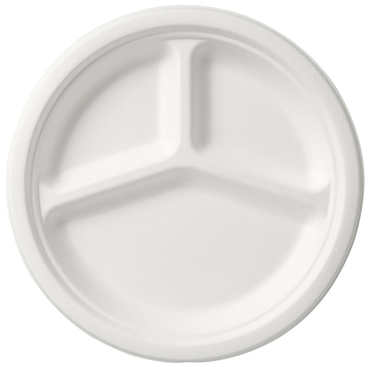 BioPak Teller Bagasse, 3-geteilt – Ø 26 cm, weiss – 50 Stk.