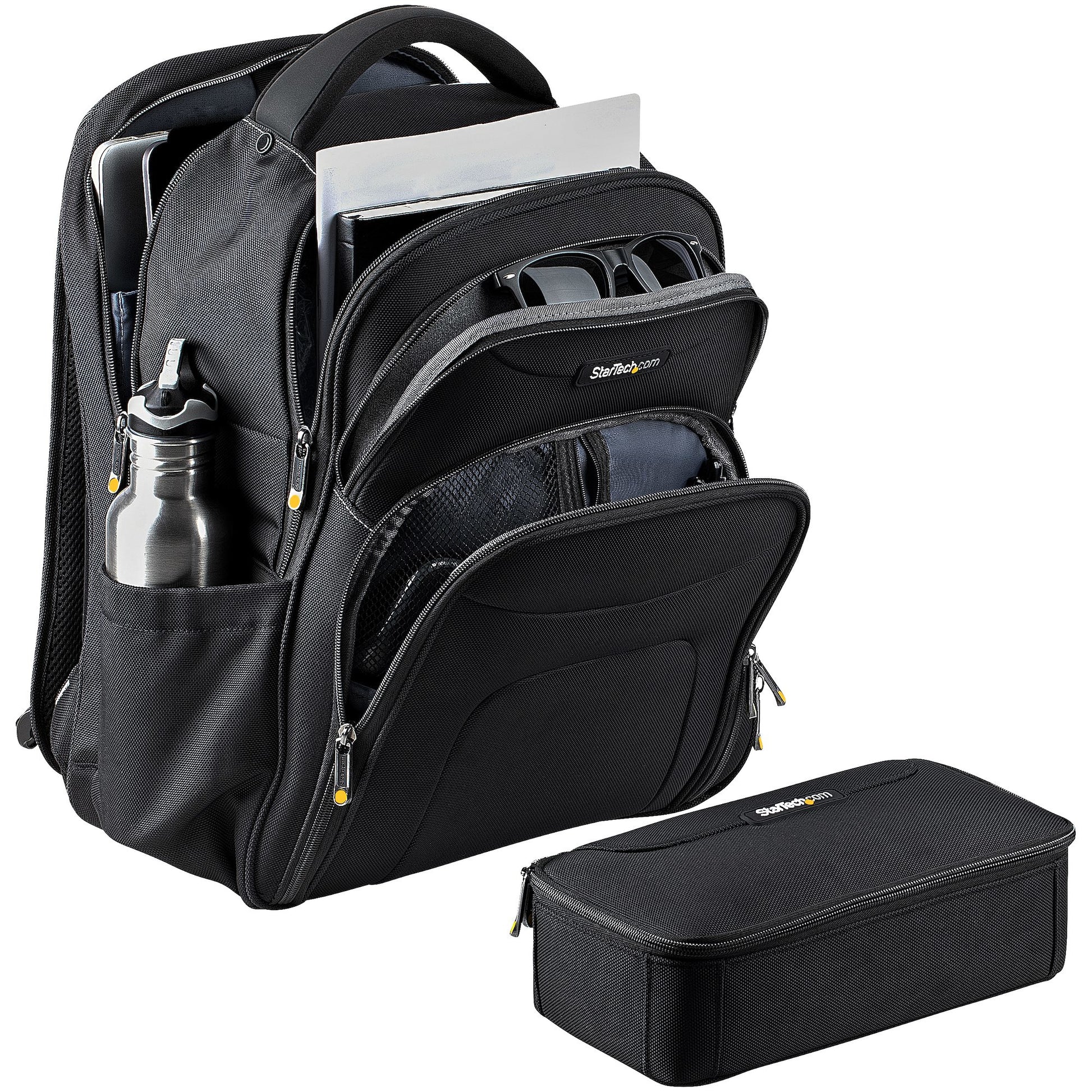StarTech.com Notebook-Rucksack 17,3" – mit abnehmbarem Zubehörfach, Tablet-Fach – Schwarz
