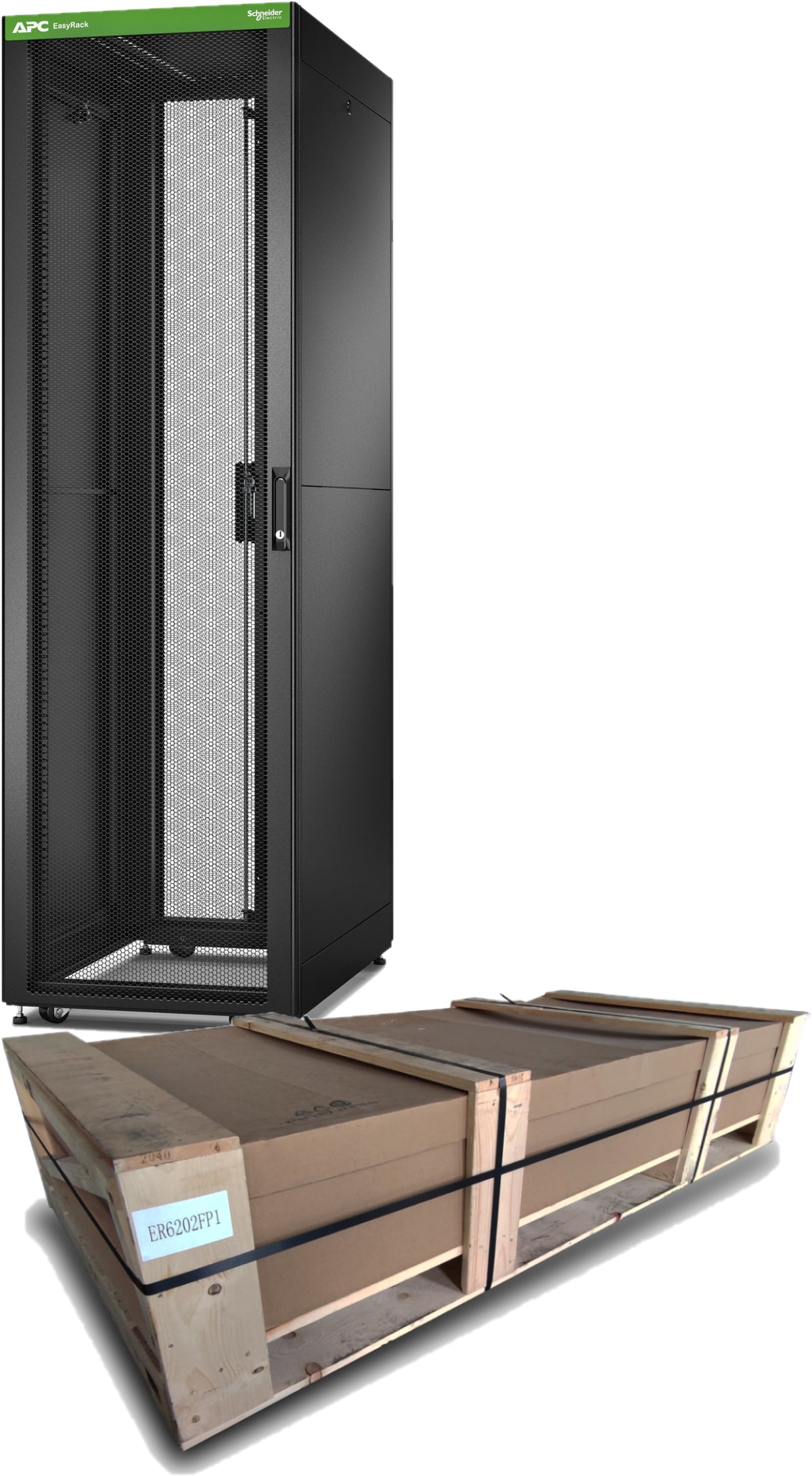 APC Easy Rack – Freistehendes Gestell – 19" Rack, 42U, 600 mm×1000 mm, Dach-/Seitenwand, Lenkrollen, Schwarz