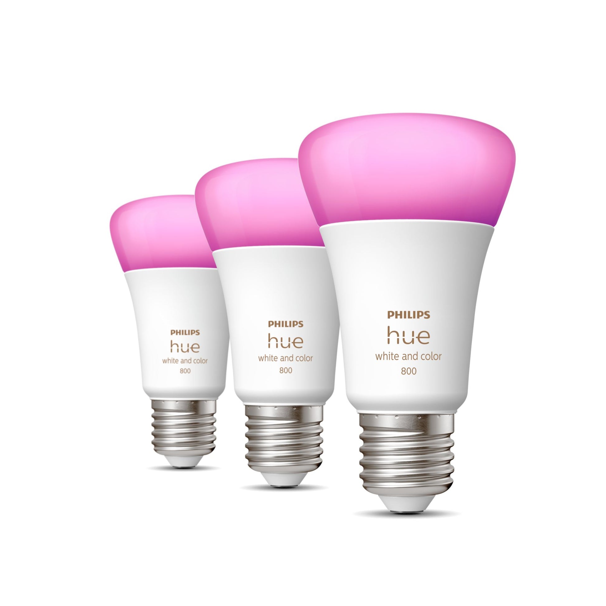 Philips by Signify Philips Hue Smart-Leuchtmittel E27 A60 – RGB+CCT, 830 lm, 9 W, Bluetooth/Zigbee – für Philips Hue – 3 Stk.