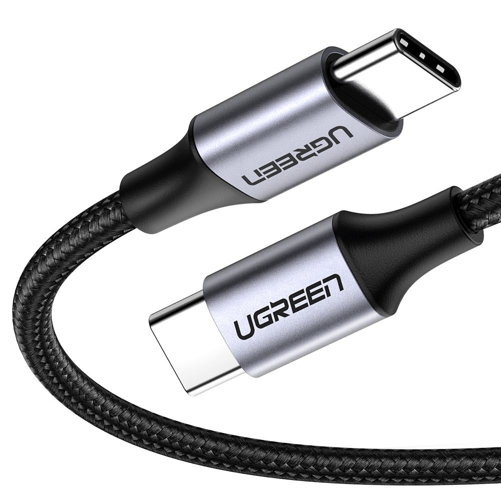 Ugreen USB-C auf USB-C Kabel – USB 2.0 (480 Mbit/s) – 2 m – PD 60 W – Geflochten, Metallstecker – Schwarz