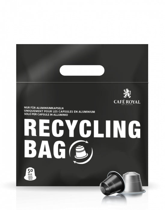 Café Royal Recycling-Beutel – Kunststofffolie, schwarz, wiederverschliessbar – 500 Stück