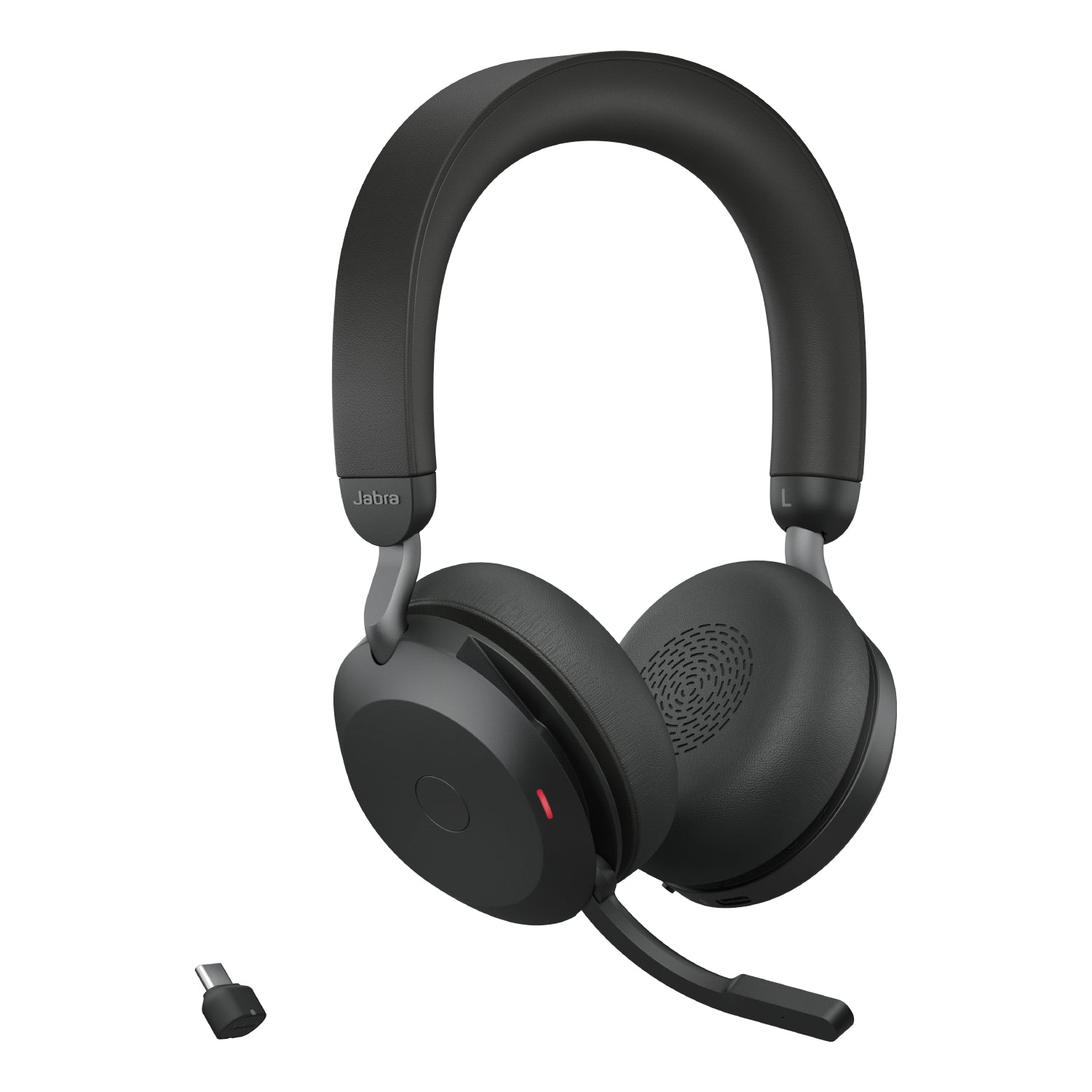 Jabra Evolve2 75 UC Office-Headset – On-Ear, Stereo, Kabel + BT, ANC, mit USB-C-Dongle, Schwarz, BT 5.2