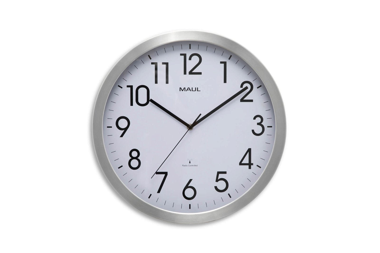 MAUL Wanduhr – Funk – Ø 40 cm, Silber, Kunststoff