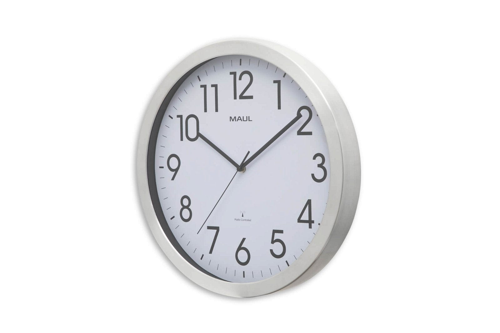 MAUL Wanduhr – Funk – Ø 40 cm, Silber, Kunststoff