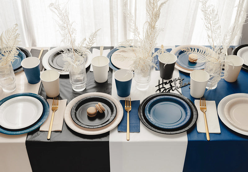 PartyDeco Tischdecke – 183×183 cm, PEVA, Schwarz, Geburtstag