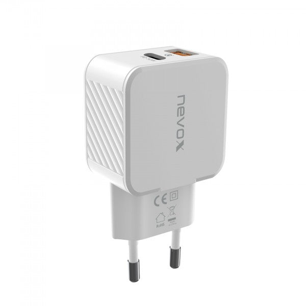 Nevox Netzteil – 30 W, 1× USB-C + 1× USB-A, PD, QC