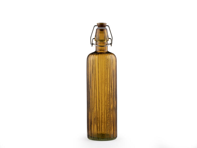 BITZ Glasflasche Kusintha – 1,2 l, Ø 8 cm, H 34 cm, Glas, Bernstein, mit Bügelverschluss