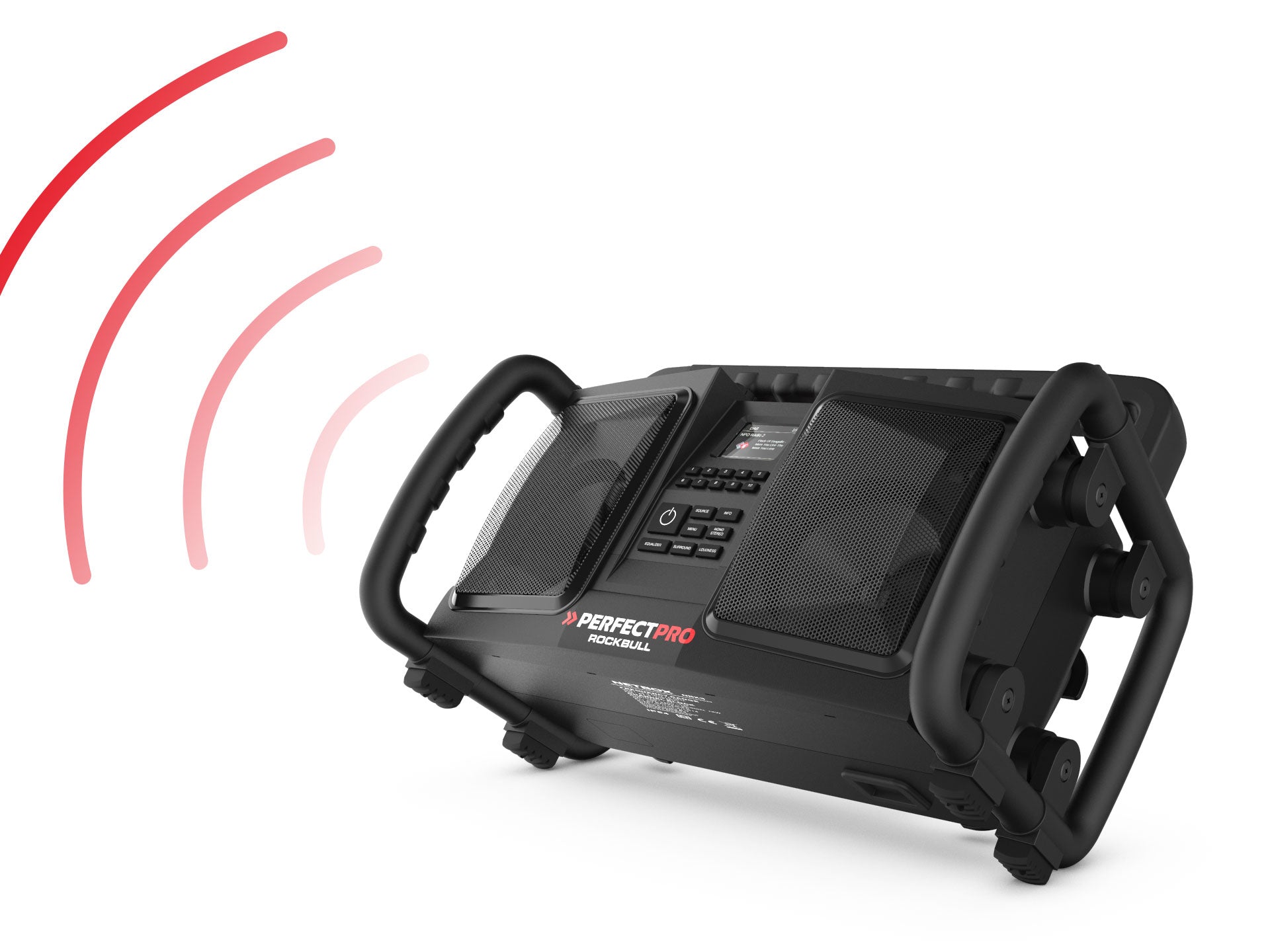 Perfectpro ROCKBULL – Baustellenradio – DAB+, Bluetooth, IP65, Akkubetrieb – Schwarz