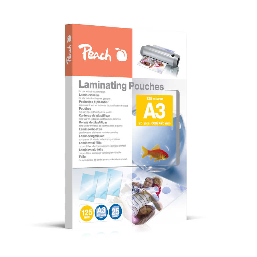 Peach Laminierfolien A3 – 125 µm, glänzend, 25 Stück
