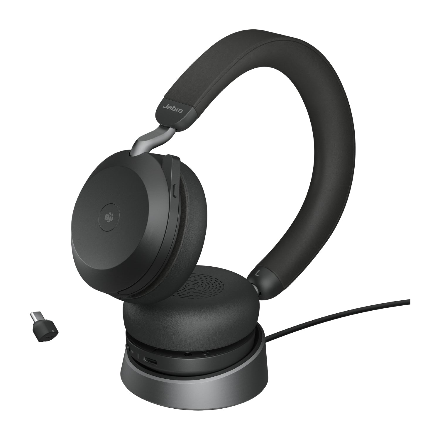 Jabra Evolve2 75 Office-Headset – On-Ear, Stereo, Kabel + BT, ANC, MS Teams zertifiziert, Schwarz, BT 5.2