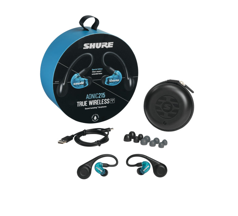 Shure AONIC 215 – True Wireless In-Ear Kopfhörer – Bluetooth 5.0, IPX4, mit Mikrofon – Schwarz – bis 32 h