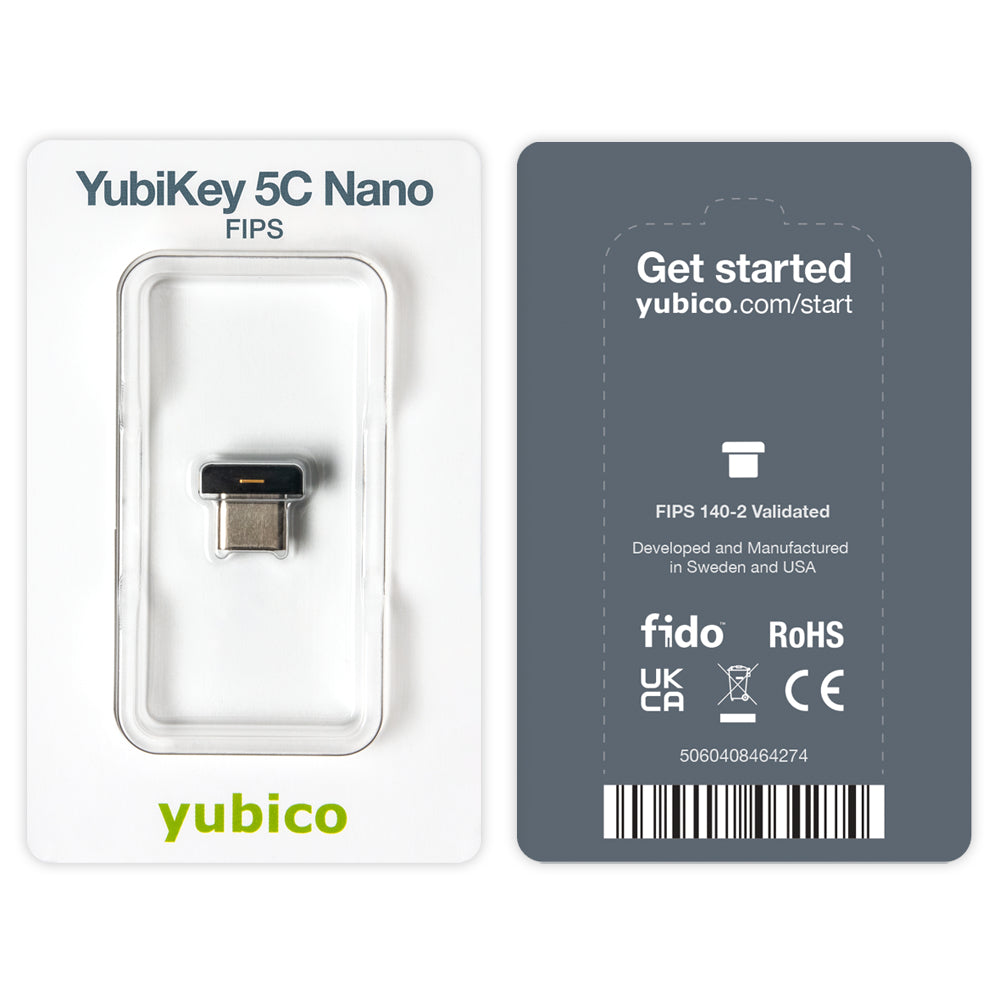 Yubico Sicherheitsschlüssel USB-C – FIDO2, U2F – FIPS 140-2 – Schwarz – für Windows, macOS und mehr