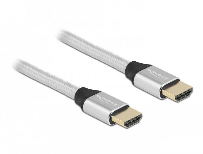 DeLOCK HDMI Kabel HDMI 2.1 8K 60 Hz – 2 m – HDR, ARC – Silber
