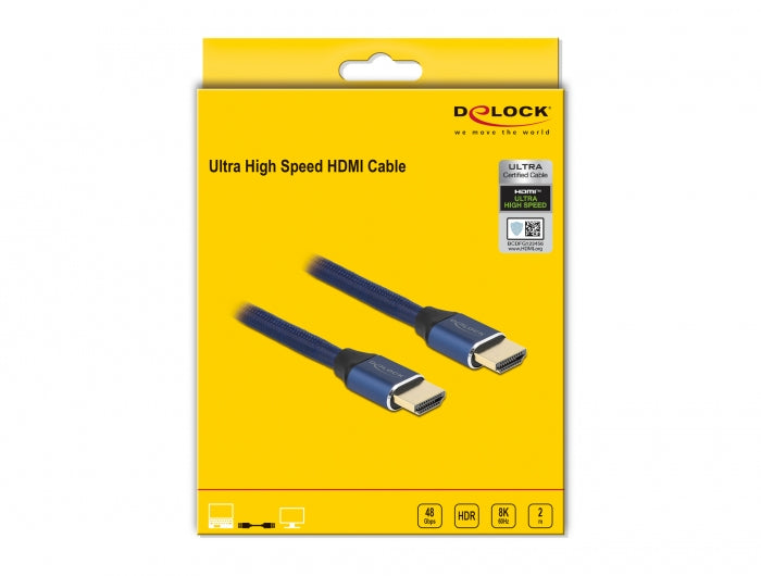 DeLOCK HDMI Kabel HDMI 2.1 8K 60 Hz – 2 m – HDR – Blau
