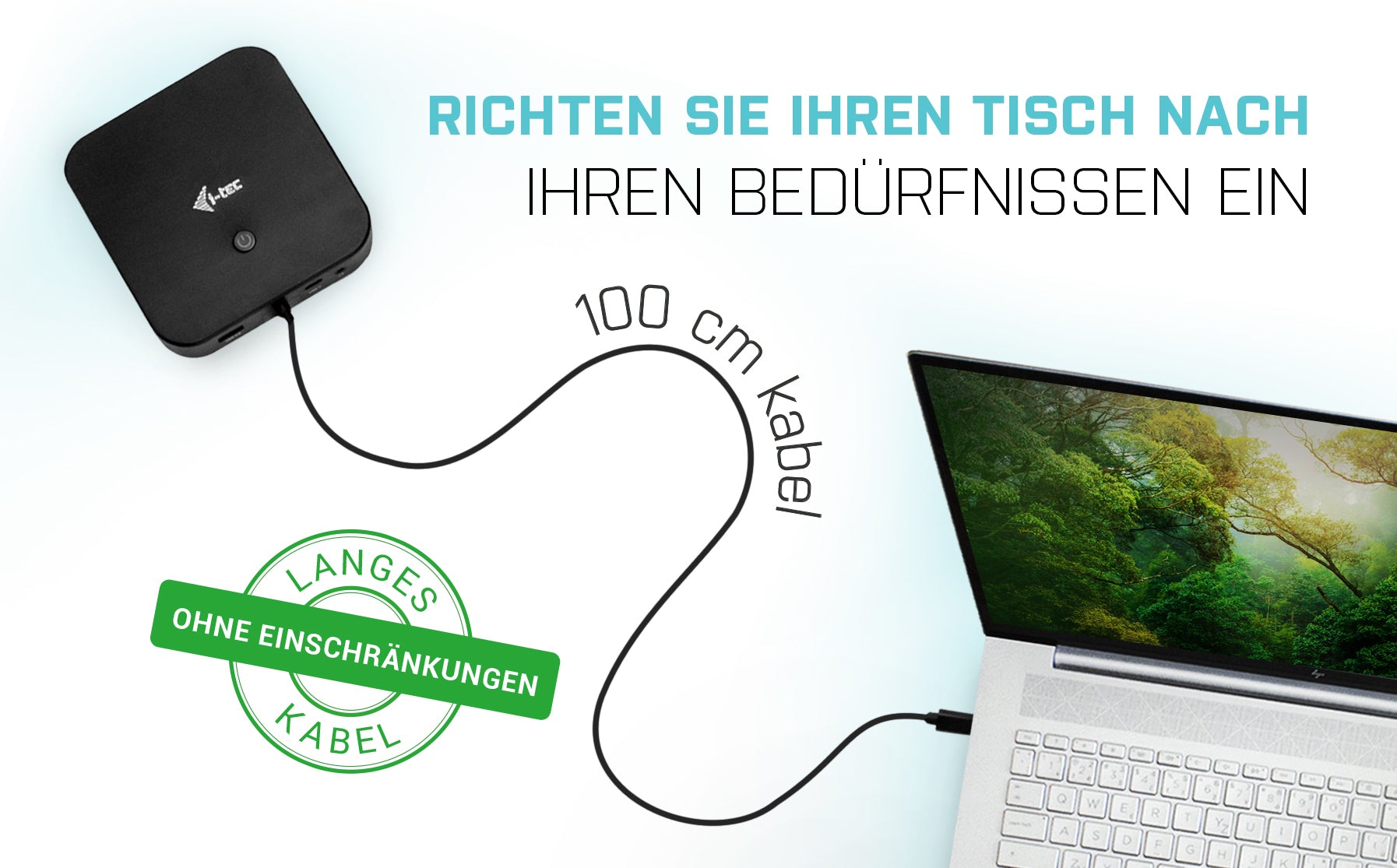 i-tec MST DS Dockingstation – USB-C, DP, HDMI, 5× USB-A, 2× USB-C, 100 W PD, GbE, für Windows/Mac/Linux