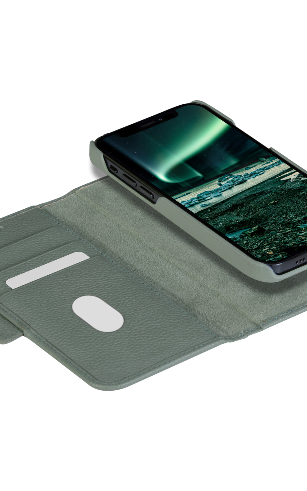 dbramante1928 New York – Wallethülle – für Apple iPhone 13 mini, 3 Kartenfächer, Greenbay, Magnetverschluss