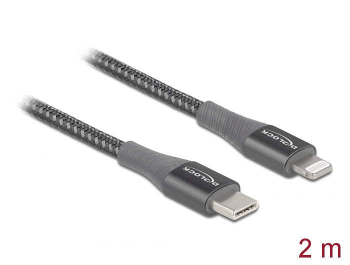 DeLOCK Daten- & Ladekabel – USB-C auf Lightning 2 m, MFi zertifiziert, geflochten – für iPhone/iPad