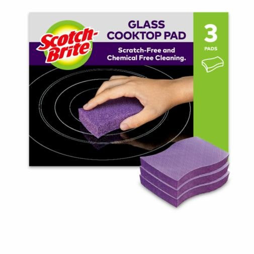 Scotch-Brite Schwamm – Kunststoff, 8 × 8 × 4 cm, violett, für Glaskeramik-Kochfelder, 3 Stk.