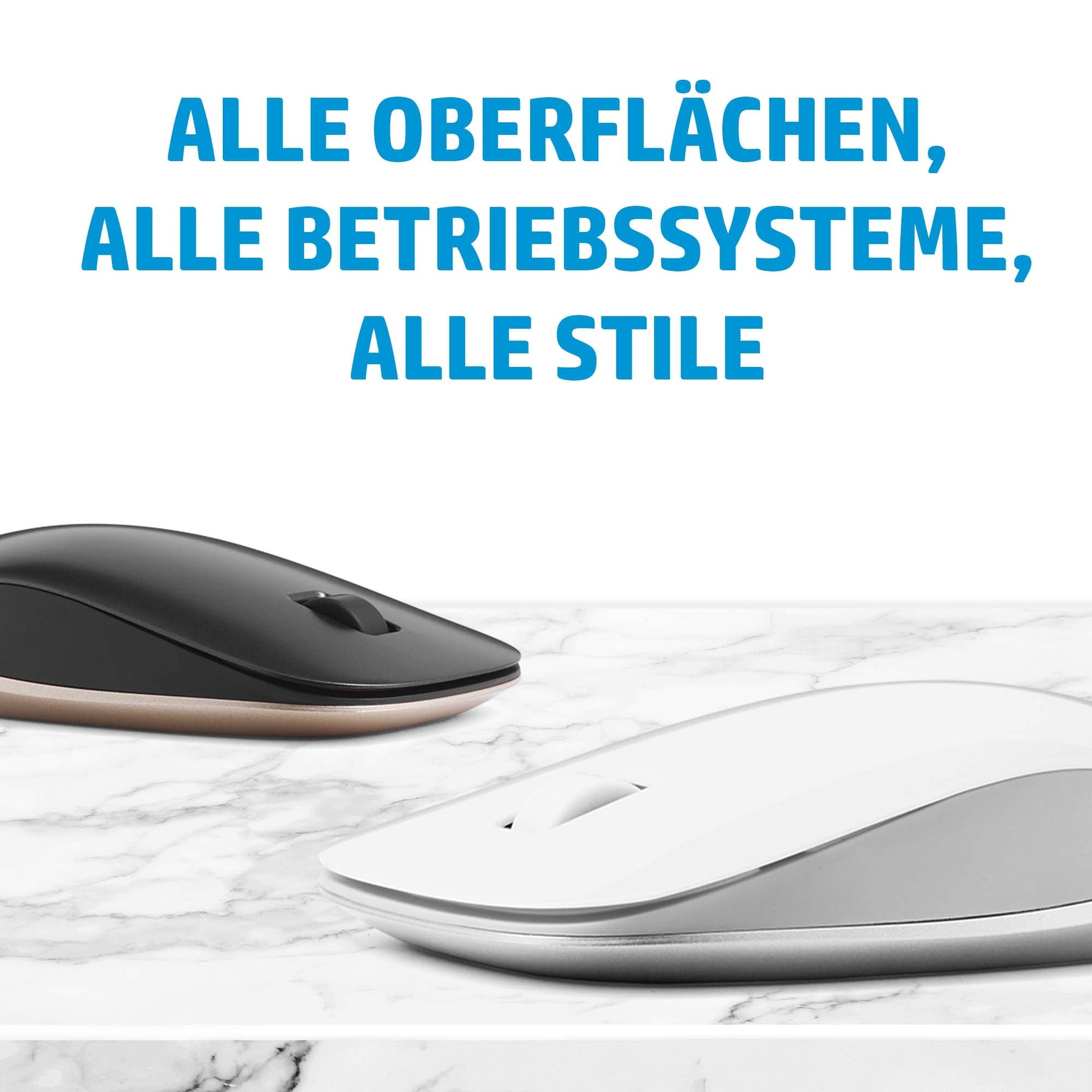 HP 410 Slim – Maus – Kabellos (Bluetooth), 2000 DPI, Beidhändig, Schwarz/Silber