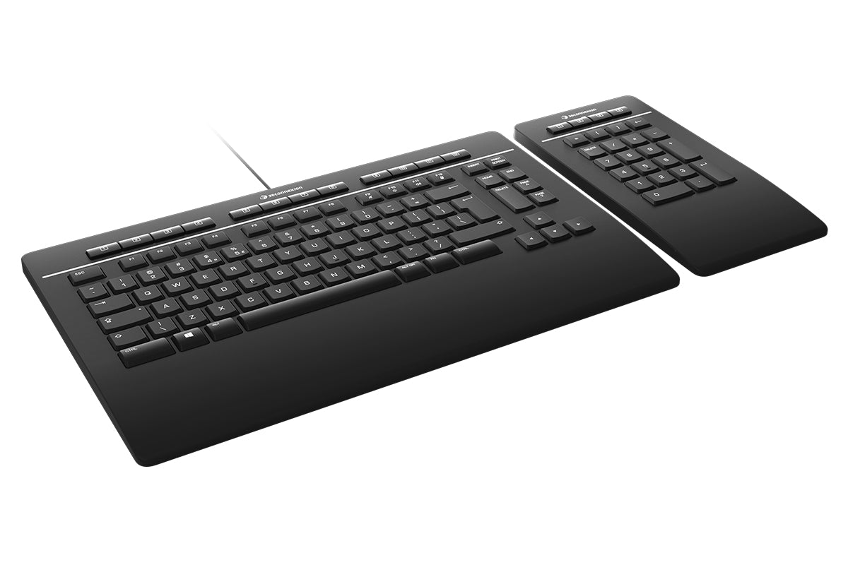3Dconnexion Keyboard Pro – Tastatur, kabelgebunden (USB), DE-Layout (DE), Fullsize (mit Ziffernblock)