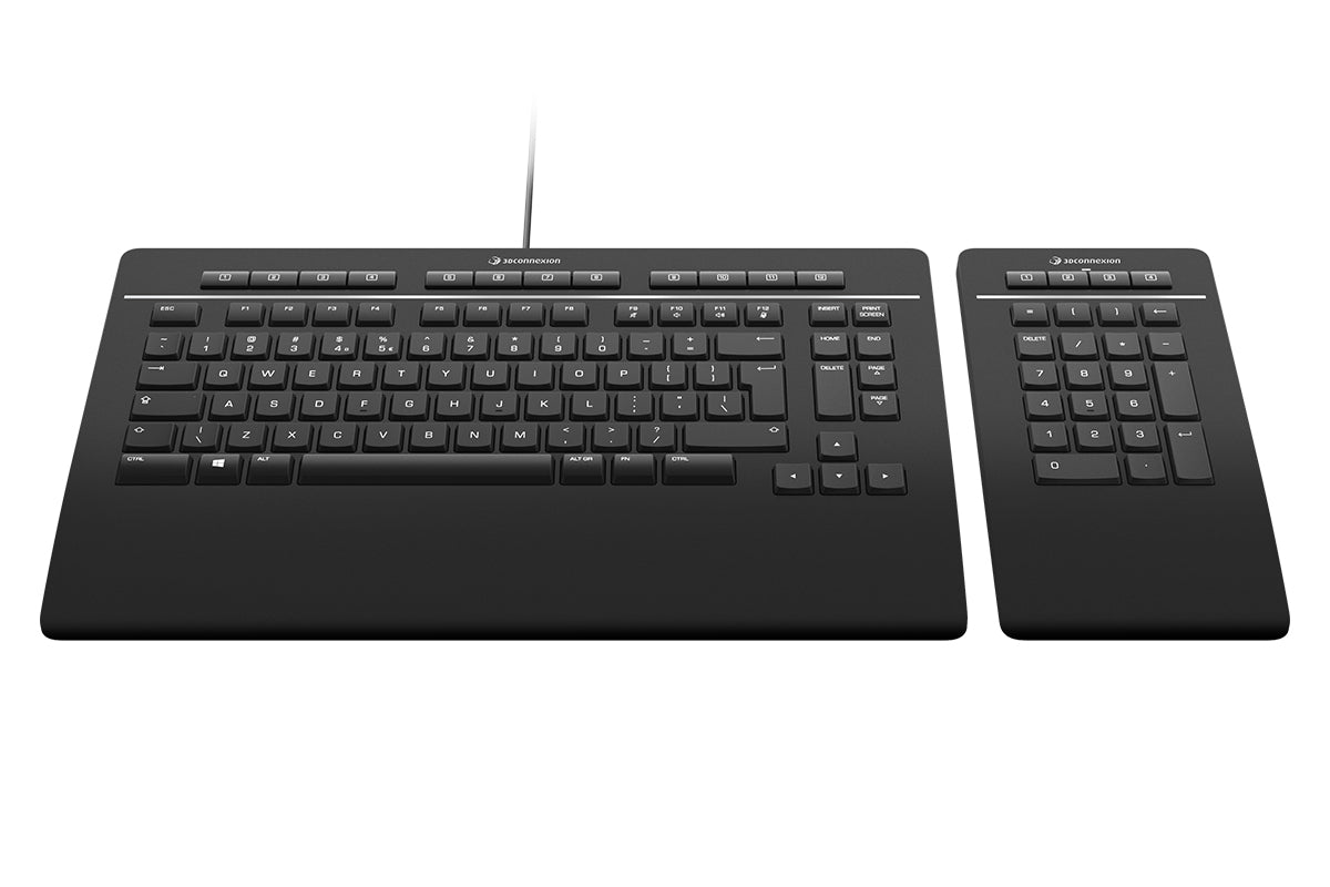 3Dconnexion Keyboard Pro – Tastatur, kabelgebunden (USB), DE-Layout (DE), Fullsize (mit Ziffernblock)