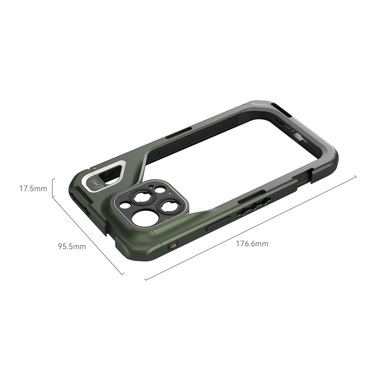 SmallRig Brandon Li Mobile Video Cage – Backcover – für Apple iPhone 15 Pro Max, Aluminium+Silikon, Grün