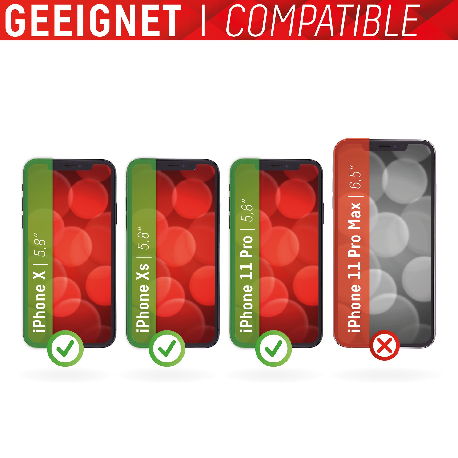 Displex Displayschutz (Panzerglas), Full Cover – für iPhone X/XS/11 Pro – mit Applikator