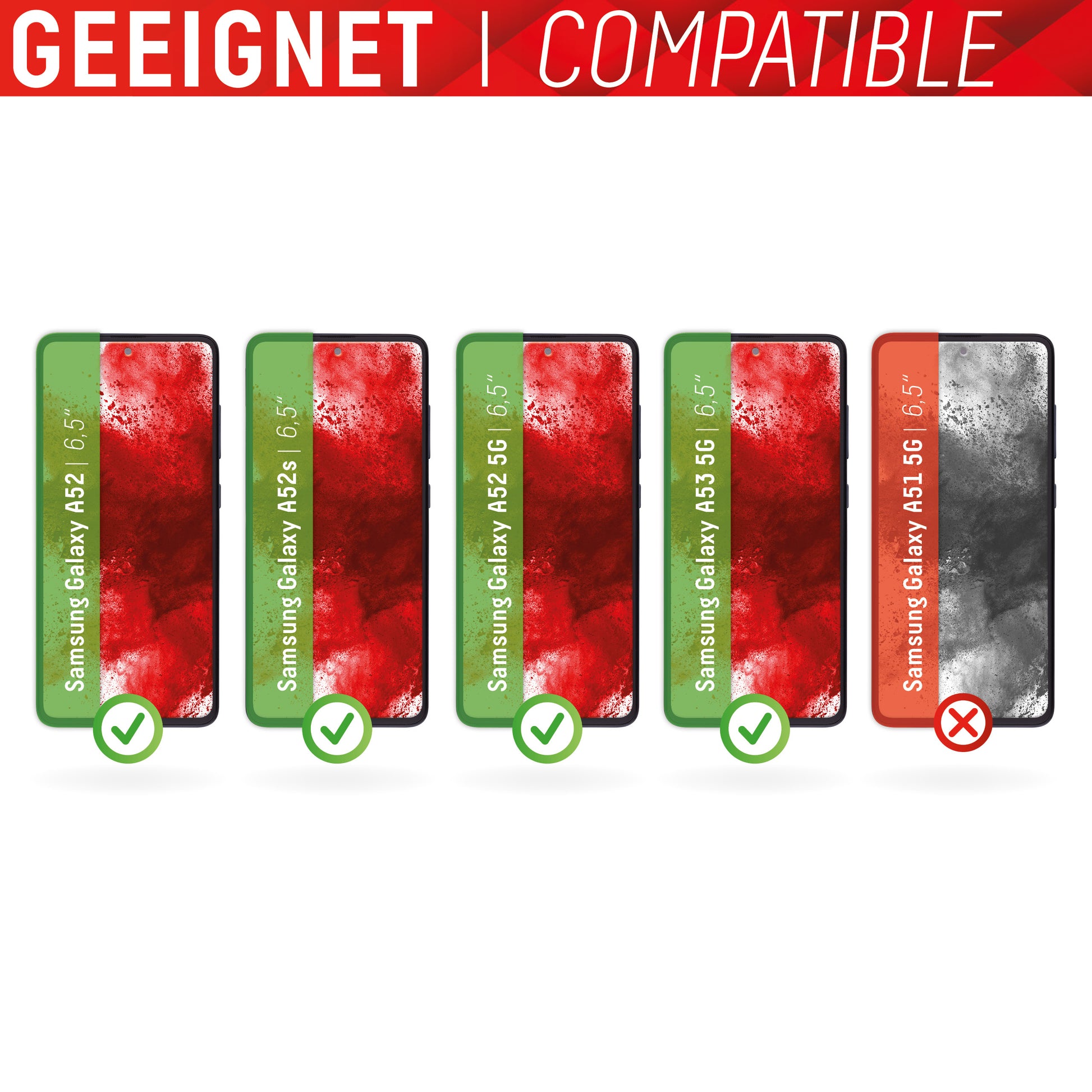 Displex Displayschutz (Panzerglas), Hüllenfreundlich – für Galaxy A52/A52 5G/A52s 5G usw. – mit Applikator