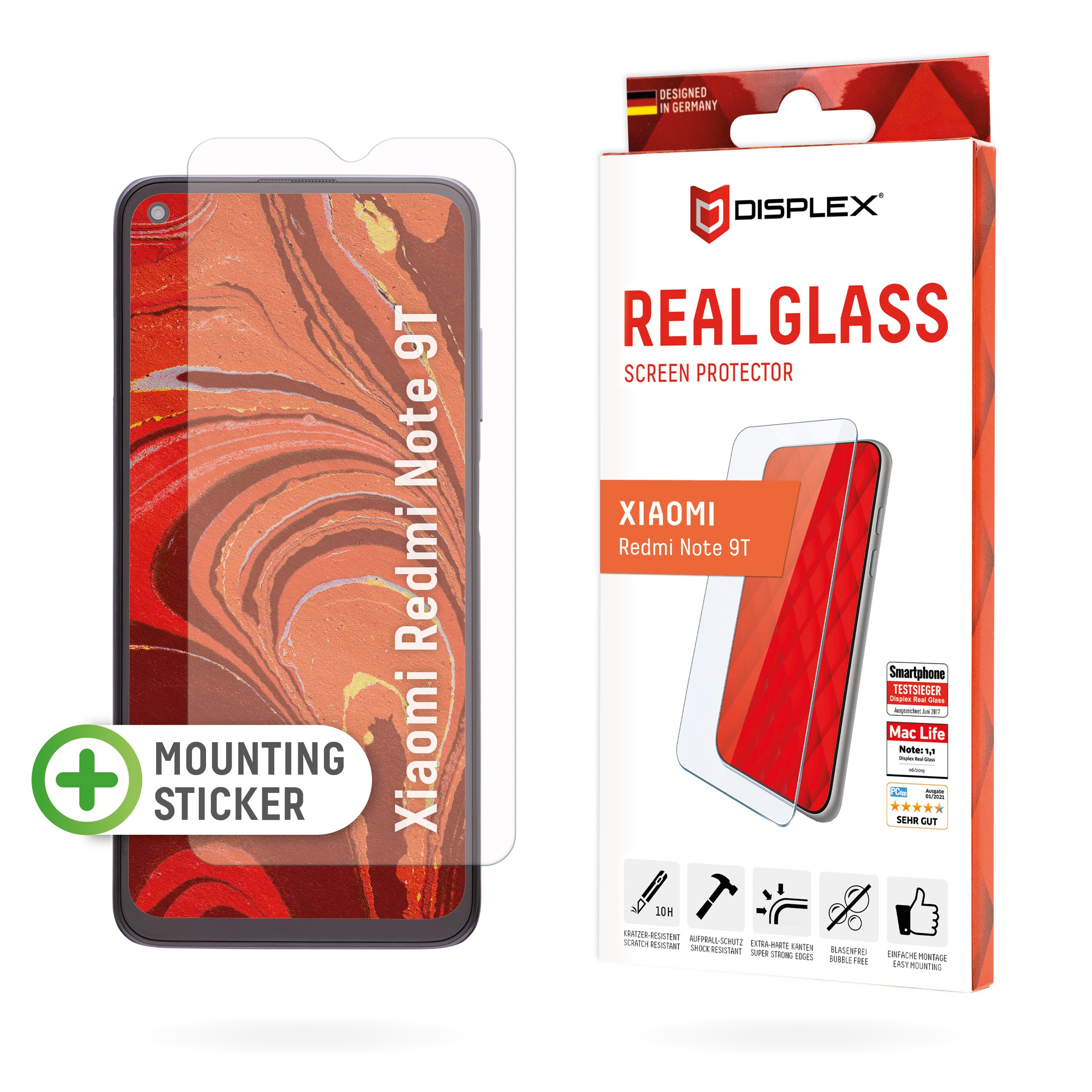 Displex Displayschutz (Panzerglas), 10H – für Redmi Note 9T