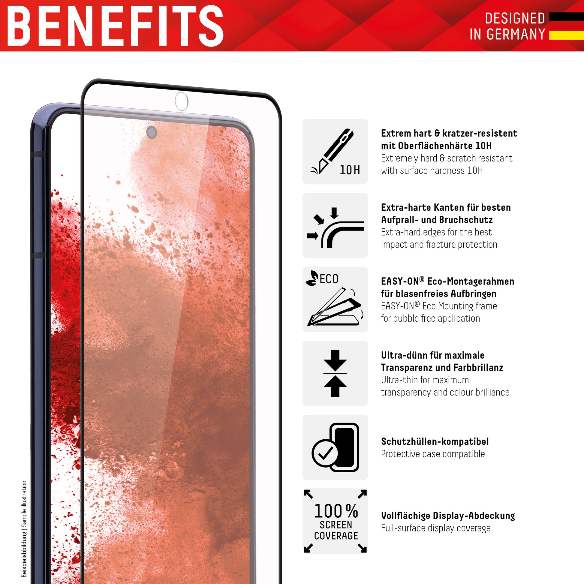 Displex Displayschutz (Panzerglas), Blaulichtfilter – für Galaxy S21