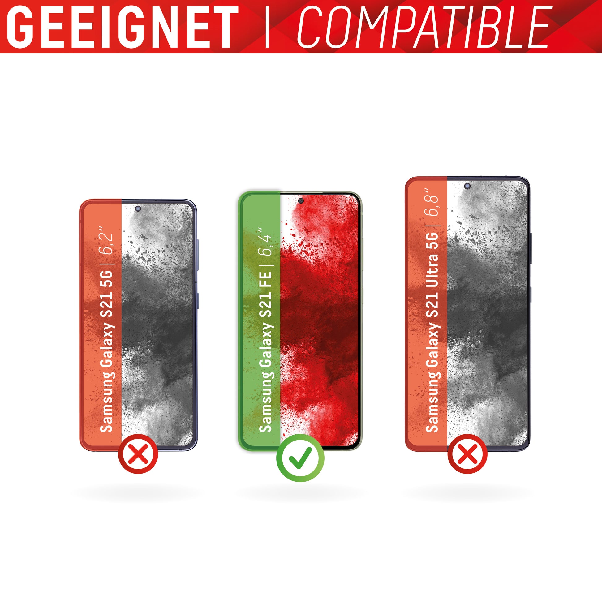 Displex Displayschutz (Panzerglas), Full Cover – für Galaxy S21 FE – mit Applikator