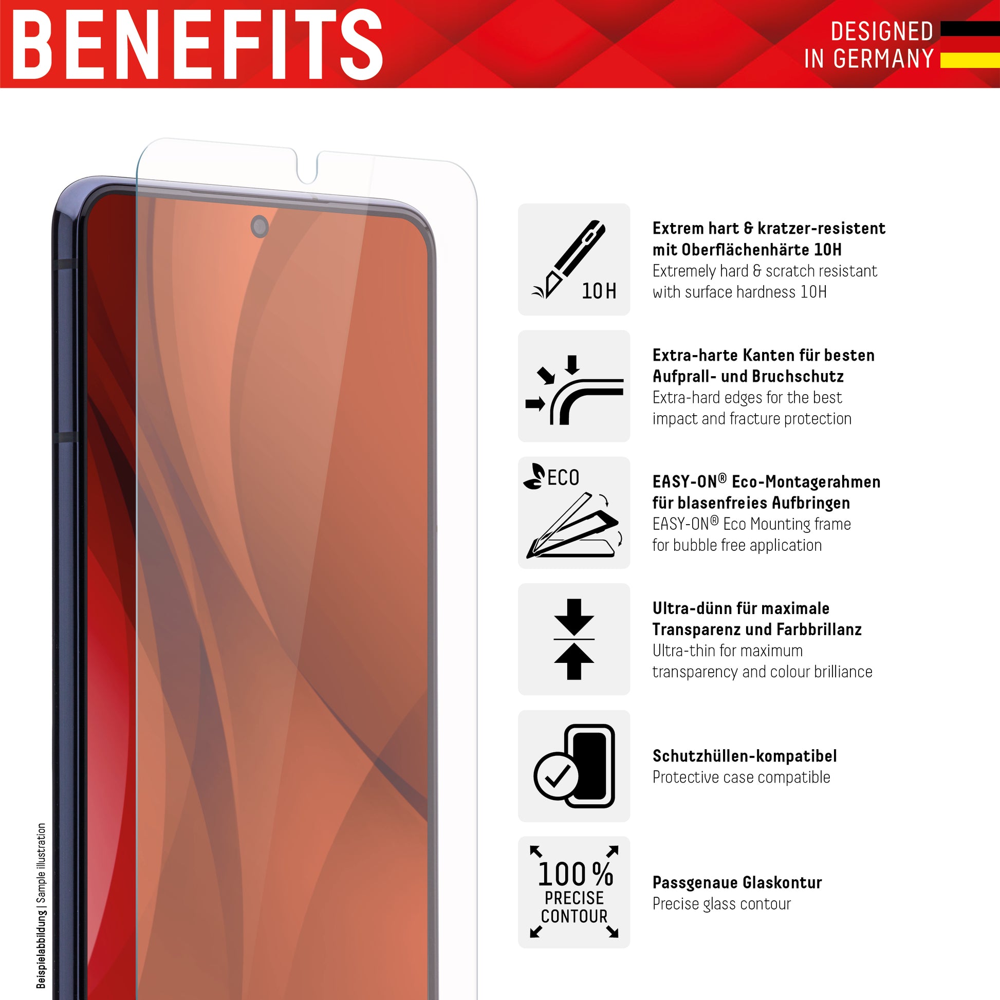 Displex Displayschutz (Panzerglas), 10H – für Huawei P50