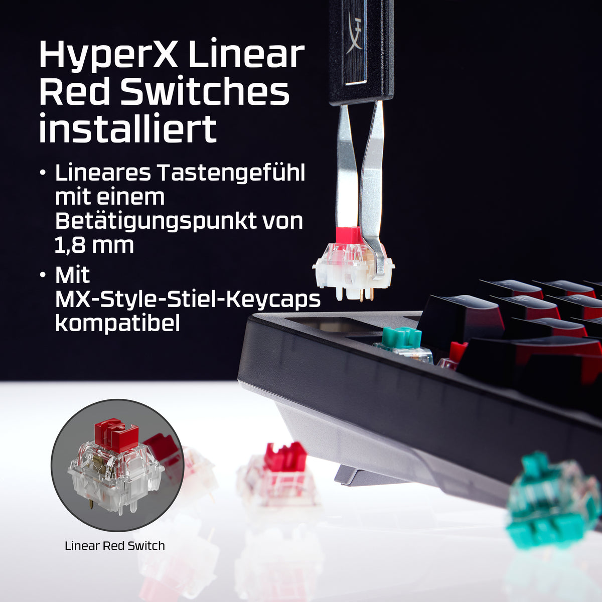HyperX Origins 2 1800 – Tastatur – Mechanisch – USB-C – Ohne Ziffernblock – Für PC, PS5, Xbox Serie