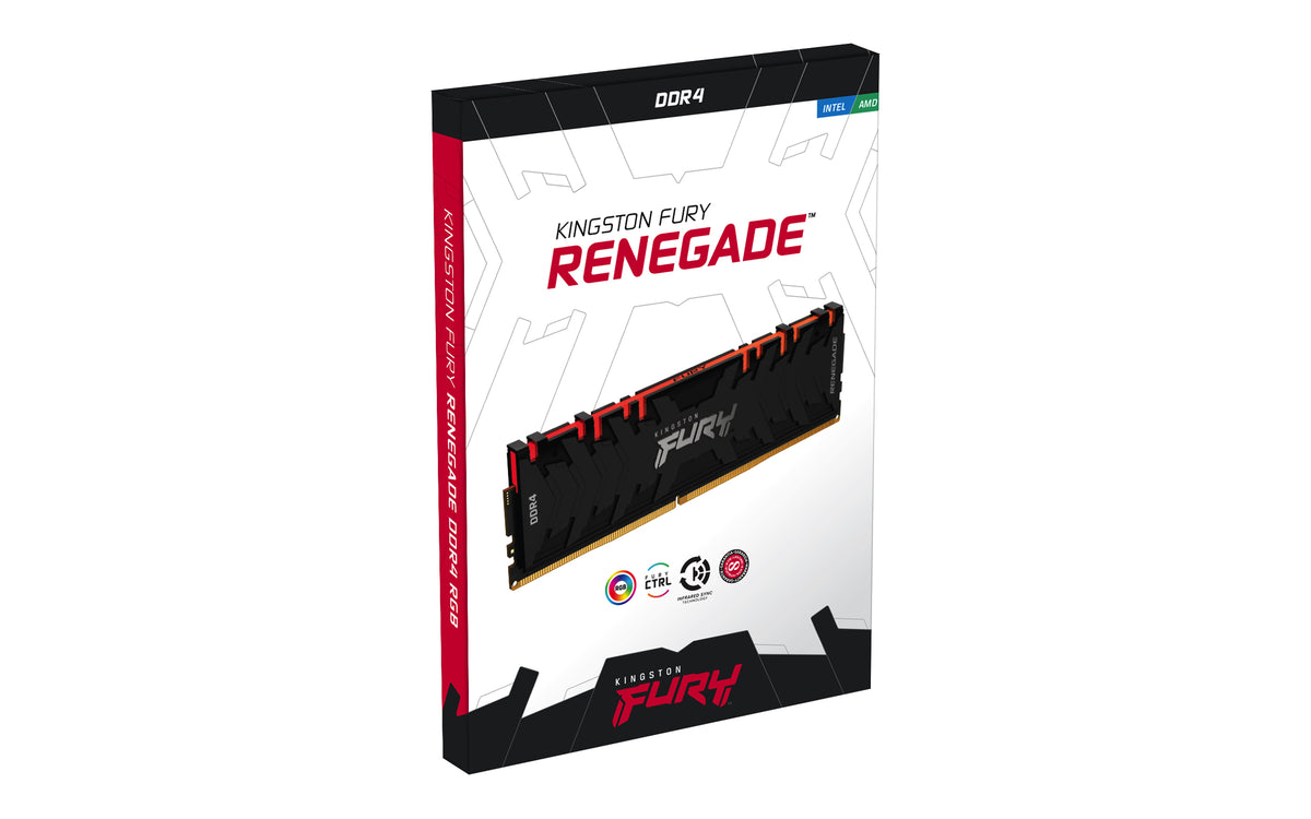 Kingston Technology Kingston FURY Renegade RGB – Arbeitsspeicher – 32 GB, DDR4 3000 MHz, 288-Pin DIMM, CL16, 1,35 V, RGB, Schwarz