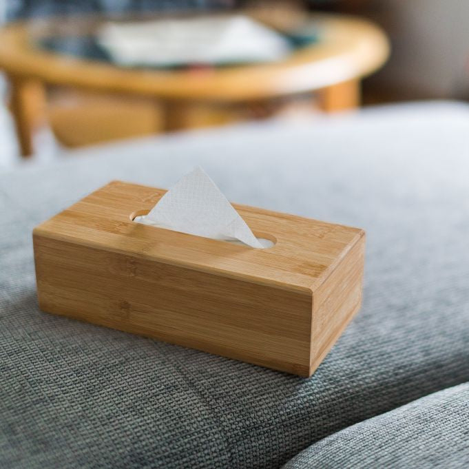 Relaxdays Kosmetiktuchbox – freistehend, Bambus, 24,5×8,5×13,5 cm