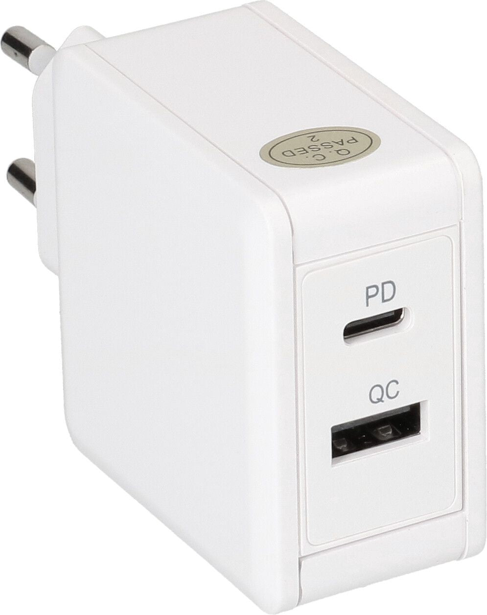 Max Hauri AG USB-Ladegerät 30 W – USB-C×1, USB-A×1 – PD 3.0, QC 4 – EU-Stecker (Typ C) – Weiss