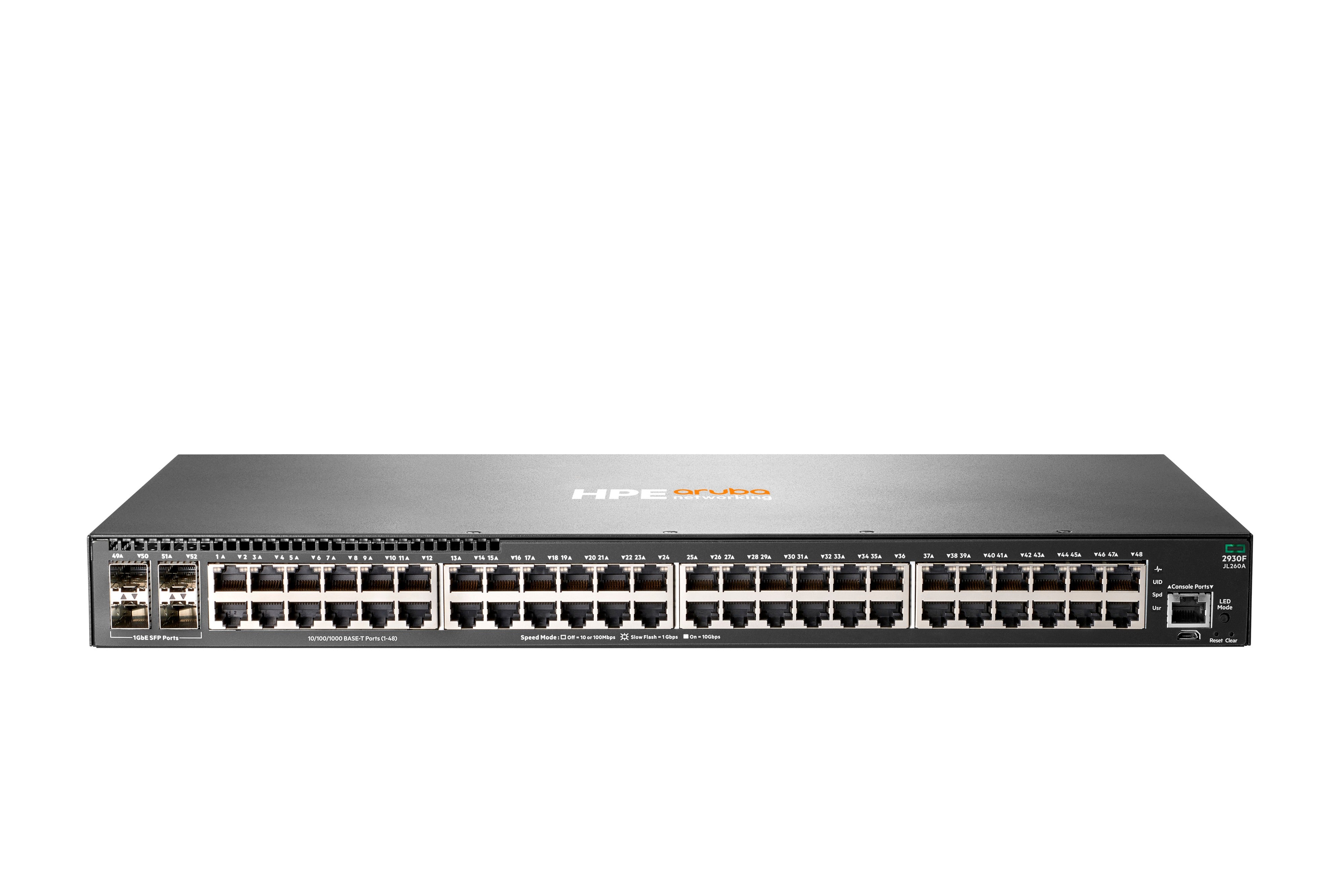 HPE 2930F-48G (JL260A) – Managed Switch – 48×GbE, 4×SFP, L3, 1U