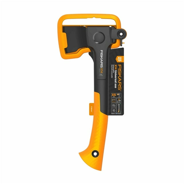 Fiskars X14 Axt – 355 mm, Klingenlänge 130 mm, 0,75 kg, Gummierter Griff, inkl. Tragetasche