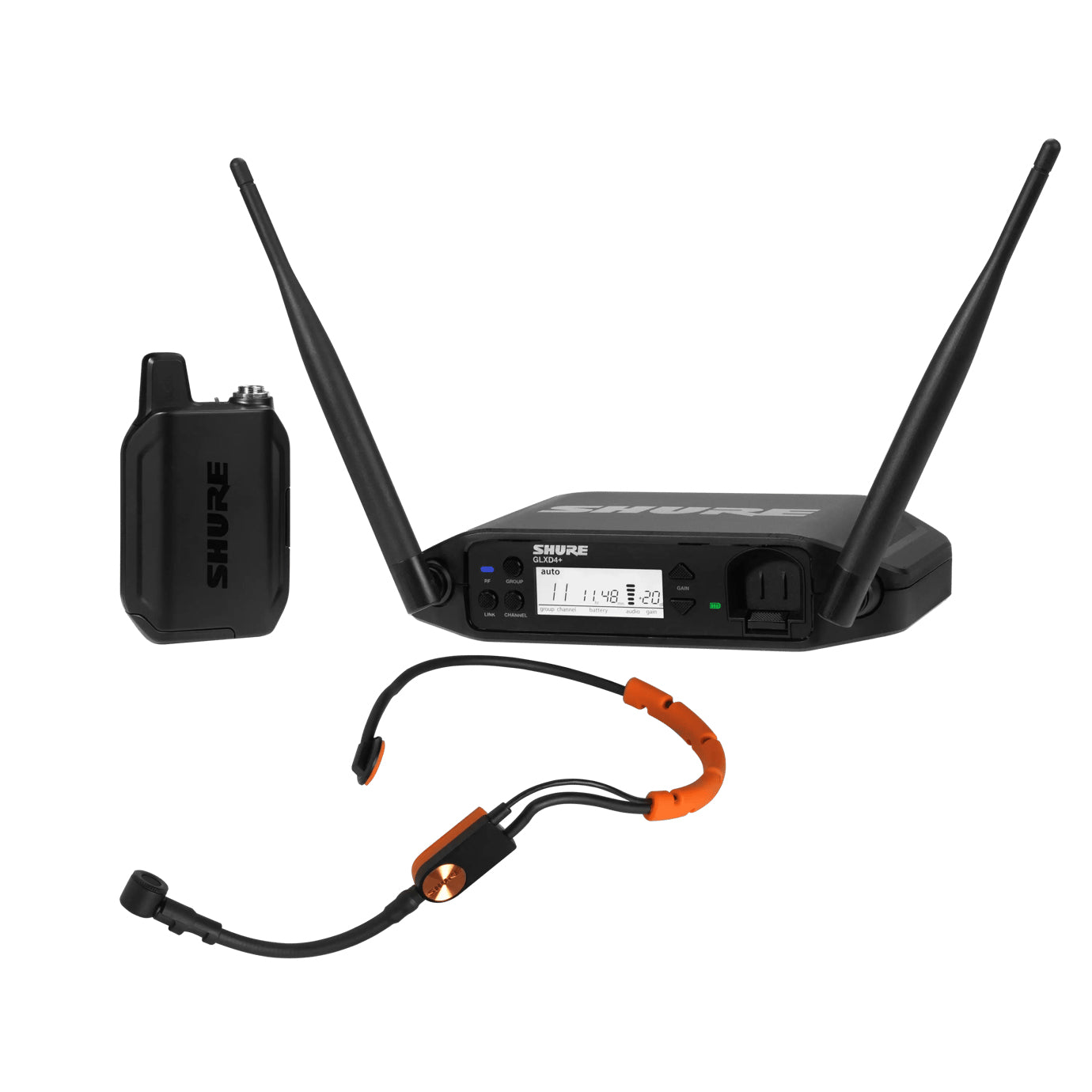 Shure GLXD14+E/SM31-Z4 Headsetmikrofon – XLR/6,35 mm Klinke/Mini XLR, Kabellos, Niere, 50–20'000 Hz